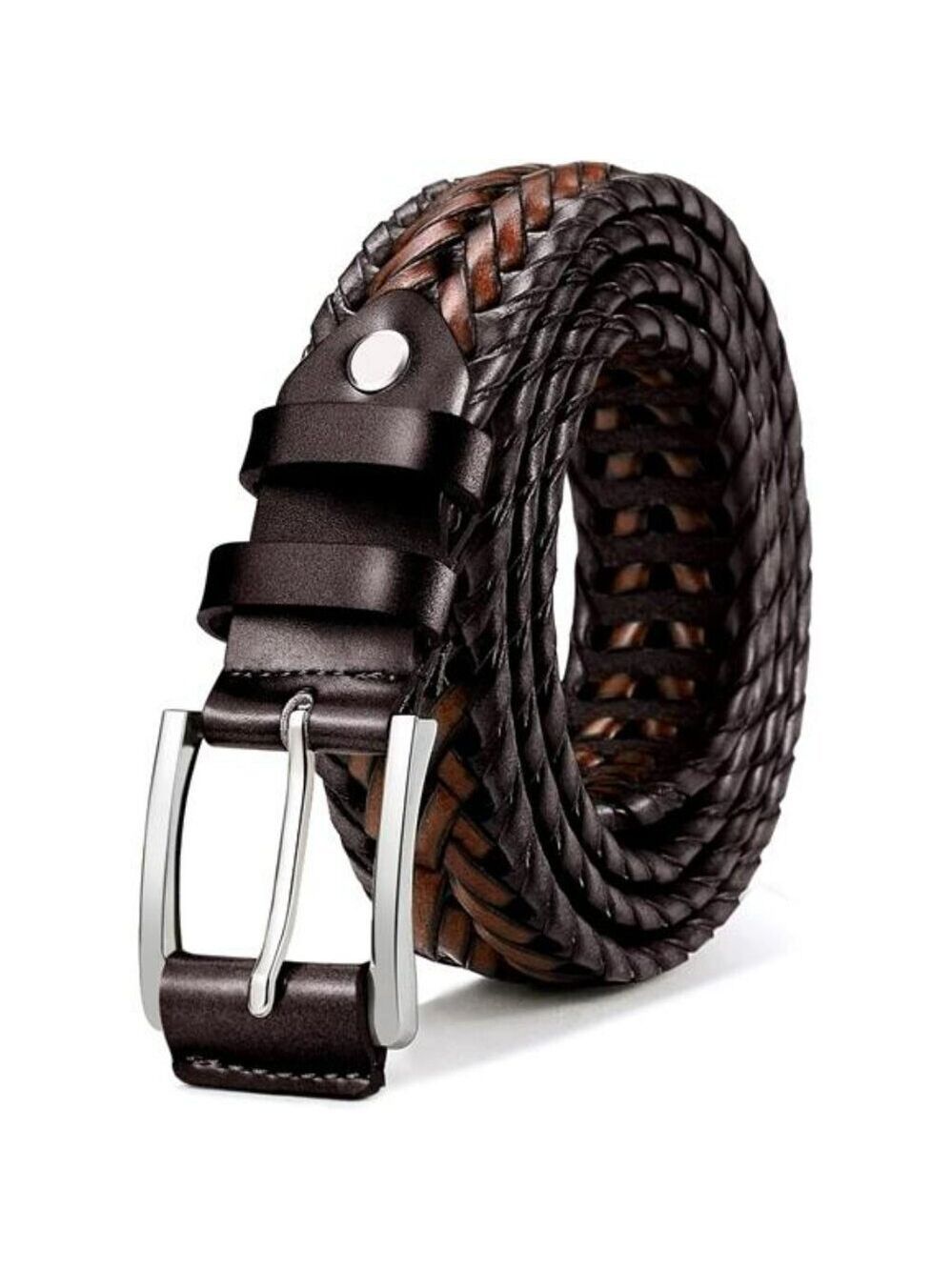 BULLIANT Mens Leather Braided Belt Casual Fit for Jeans Golf Gift Boxed